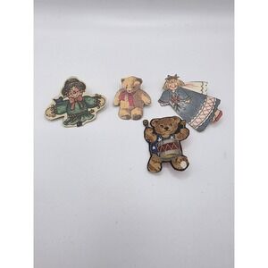 Handmade Vintage Pins Teddy Bears Angel‎ And Scarecrow